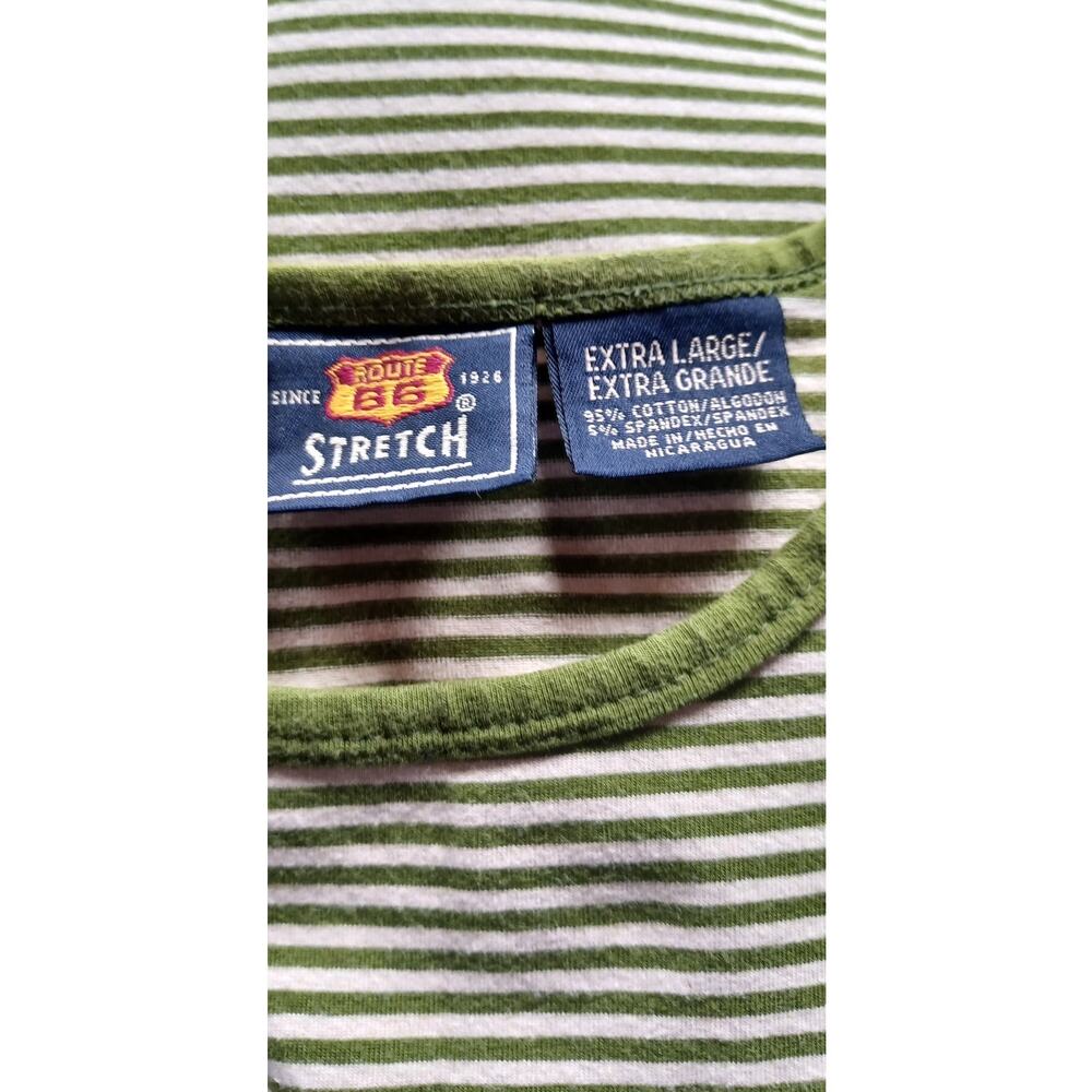 Route 66 Y2K Green Striped Ruched Tank Top Size L Stretch Side Tie Sleeveless - Picture 7 of 8